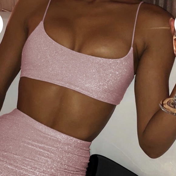 Sparkly pink two piece skirt set - Picture 2 of 8